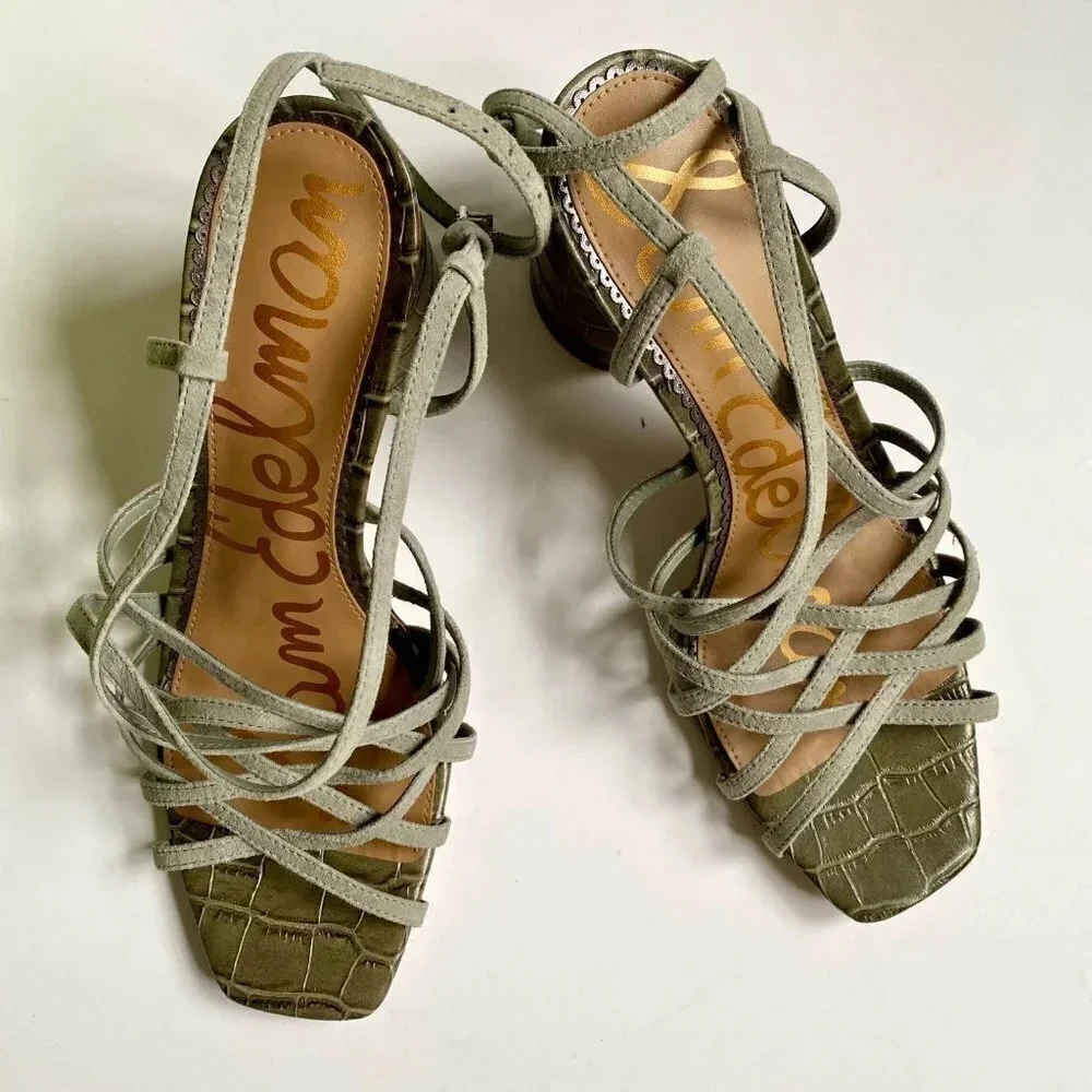 NWT Sam Edelman Daffodil Strappy Block Heel Sandal Green 9.5